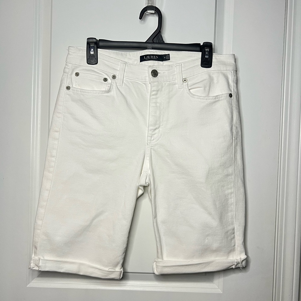 RALPH LAUREN BLACK LABEL Stretch White Shorts Sz  8 *READ